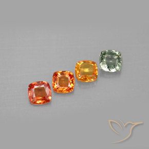 1.49캐럿 천연 멀티컬러 사파이어 보석, 쿠션 컷, 4×4 mm, VVS-VS