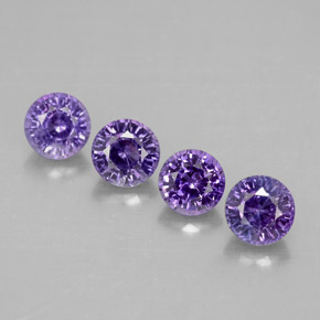 캐럿 천연 블루 바이올렛 사파이어 보석, 라운드 컷, 4.21 mm, VVS-VS