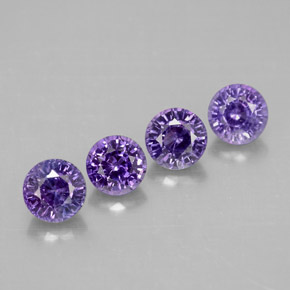 캐럿 천연 블루 바이올렛 사파이어 보석, 라운드 컷, 4.21 mm, VVS-VS