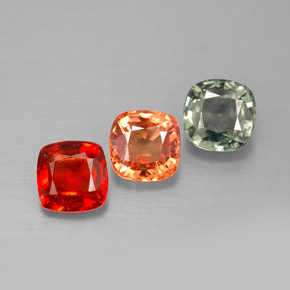 캐럿 천연 멀티컬러 사파이어 보석, 쿠션 컷, 4.6×4.5 mm, VVS-VS