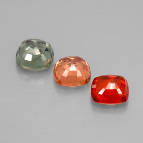 캐럿 천연 멀티컬러 사파이어 보석, 쿠션 컷, 4.6×4.5 mm, VVS-VS