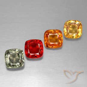 2.17캐럿 천연 멀티컬러 사파이어 보석, 쿠션 컷, 4.5×4.5 mm, VVS-VS