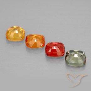 2.17캐럿 천연 멀티컬러 사파이어 보석, 쿠션 컷, 4.5×4.5 mm, VVS-VS