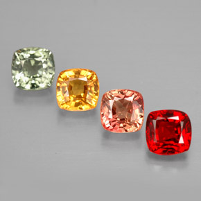 2.21캐럿 천연 멀티컬러 사파이어 보석, 쿠션 컷, 4.3×4.3 mm, VVS-VS