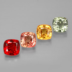 2.21캐럿 천연 멀티컬러 사파이어 보석, 쿠션 컷, 4.3×4.3 mm, VVS-VS