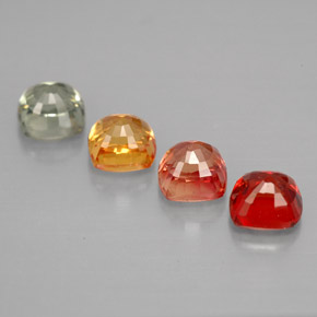 2.21캐럿 천연 멀티컬러 사파이어 보석, 쿠션 컷, 4.3×4.3 mm, VVS-VS