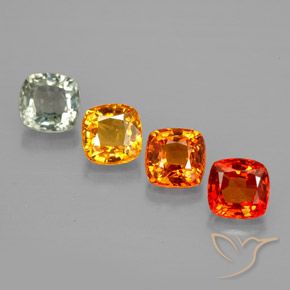 1.84캐럿 천연 멀티컬러 사파이어 보석, 쿠션 컷, 4.1×4 mm, VVS-VS