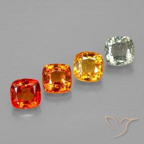 1.84캐럿 천연 멀티컬러 사파이어 보석, 쿠션 컷, 4.1×4 mm, VVS-VS