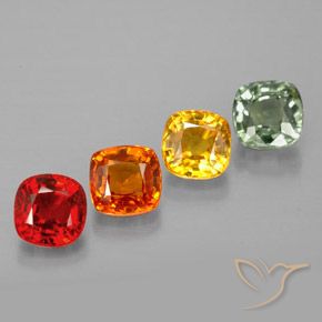 2.51캐럿 천연 멀티컬러 사파이어 보석, 쿠션 컷, 4.6×4.5 mm, VVS-VS