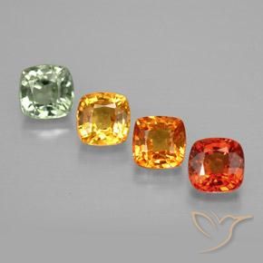 1.89캐럿 천연 멀티컬러 사파이어 보석, 쿠션 컷, 4.1×4.1 mm, VVS-VS