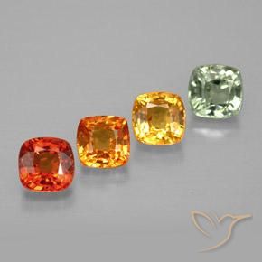 1.89캐럿 천연 멀티컬러 사파이어 보석, 쿠션 컷, 4.1×4.1 mm, VVS-VS