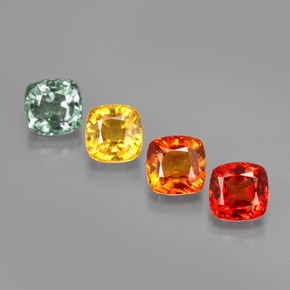 캐럿 천연 멀티컬러 사파이어 보석, 쿠션 컷, 4.2×4.1 mm, VVS-VS