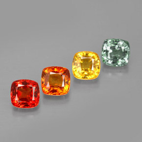 캐럿 천연 멀티컬러 사파이어 보석, 쿠션 컷, 4.2×4.1 mm, VVS-VS