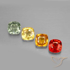 1.92캐럿 천연 멀티컬러 사파이어 보석, 쿠션 컷, 4.2×4.2 mm, VVS