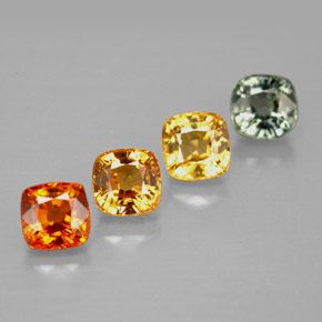 캐럿 천연 멀티컬러 사파이어 보석, 쿠션 컷, 4.1×4.1 mm, VVS