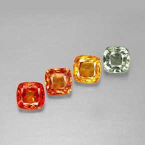 1.93캐럿 천연 멀티컬러 사파이어 보석, 쿠션 컷, 4.2×4.1 mm, VVS