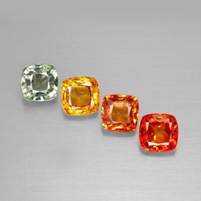1.93캐럿 천연 멀티컬러 사파이어 보석, 쿠션 컷, 4.2×4.1 mm, VVS