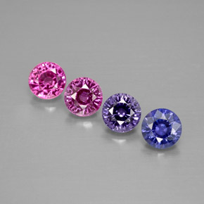 캐럿 천연 멀티컬러 사파이어 보석, 라운드 컷, 4.10 mm, VVS