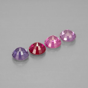 캐럿 천연 멀티컬러 사파이어 보석, 라운드 컷, 3.93 mm, VVS