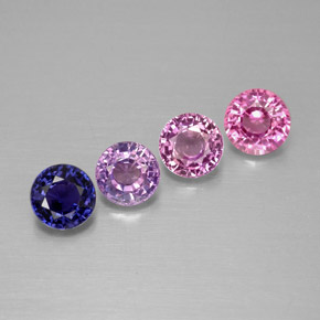 캐럿 천연 멀티컬러 사파이어 보석, 라운드 컷, 3.97 mm, VVS