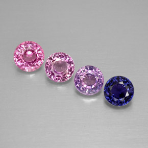 캐럿 천연 멀티컬러 사파이어 보석, 라운드 컷, 3.97 mm, VVS