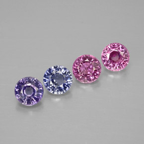캐럿 천연 멀티컬러 사파이어 보석, 라운드 컷, 3.93 mm, VVS-VS