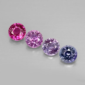 캐럿 천연 멀티컬러 사파이어 보석, 라운드 컷, 3.84 mm, VVS