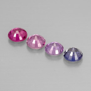캐럿 천연 멀티컬러 사파이어 보석, 라운드 컷, 3.84 mm, VVS