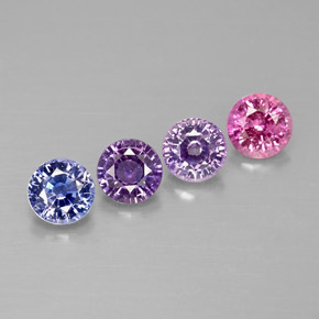 캐럿 천연 멀티컬러 사파이어 보석, 라운드 컷, 4.06 mm, VVS-VS