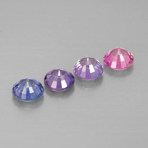 캐럿 천연 멀티컬러 사파이어 보석, 라운드 컷, 4.06 mm, VVS-VS