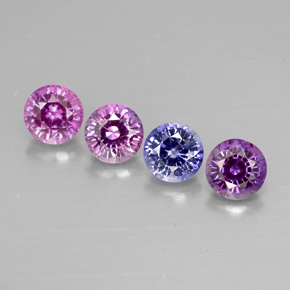 캐럿 천연 멀티컬러 사파이어 보석, 라운드 컷, 4.06 mm, VVS-VS