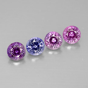캐럿 천연 멀티컬러 사파이어 보석, 라운드 컷, 4.06 mm, VVS-VS