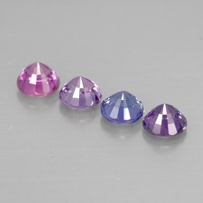 캐럿 천연 멀티컬러 사파이어 보석, 라운드 컷, 4.06 mm, VVS-VS