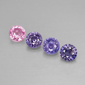 캐럿 천연 멀티컬러 사파이어 보석, 라운드 컷, 4.01 mm, VVS-VS