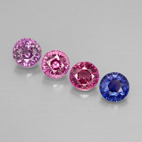 캐럿 천연 멀티컬러 사파이어 보석, 라운드 컷, 3.96 mm, VVS