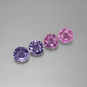 캐럿 천연 멀티컬러 사파이어 보석, 라운드 컷, 3.85 mm, VVS