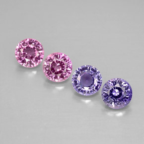 캐럿 천연 멀티컬러 사파이어 보석, 라운드 컷, 4.06 mm, VVS-VS