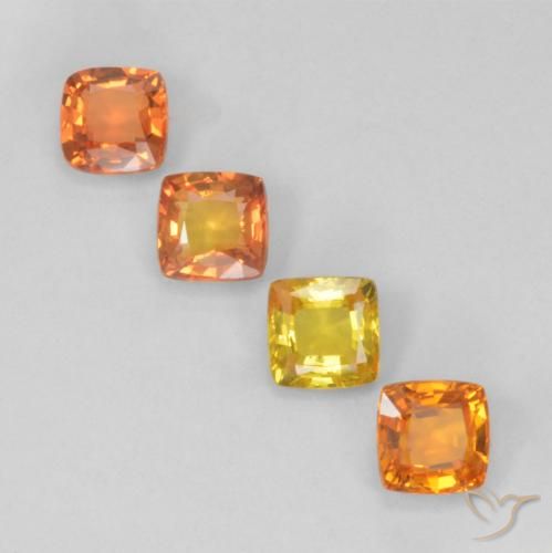 1.80캐럿 천연 멀티컬러 사파이어 보석, 쿠션 컷, 4.1×4.1 mm, VVS