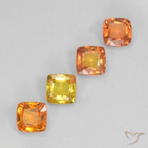 1.80캐럿 천연 멀티컬러 사파이어 보석, 쿠션 컷, 4.1×4.1 mm, VVS