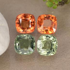 2.53캐럿 천연 멀티컬러 사파이어 보석, 쿠션 컷, 4.5×4.5 mm, VVS-VS