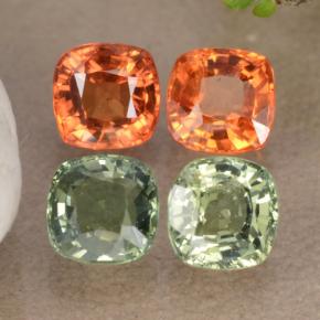 2.53캐럿 천연 멀티컬러 사파이어 보석, 쿠션 컷, 4.5×4.5 mm, VVS-VS