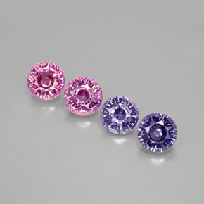 캐럿 천연 멀티컬러 사파이어 보석, 라운드 컷, 4.06 mm, VVS