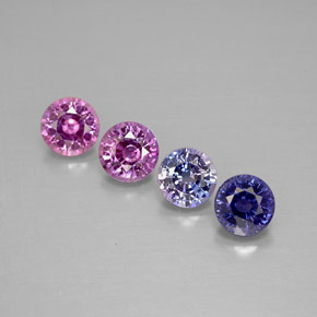 캐럿 천연 멀티컬러 사파이어 보석, 라운드 컷, 4.03 mm, VVS-VS