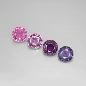 캐럿 천연 멀티컬러 사파이어 보석, 라운드 컷, 4.06 mm, VVS-VS