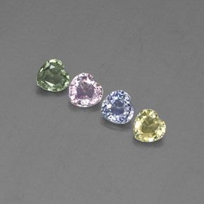 1.30캐럿 천연 멀티컬러 사파이어 보석, 하트 모양, 4.2×4 mm, VVS-VS
