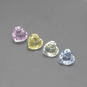 캐럿 천연 멀티컬러 사파이어 보석, 하트 모양, 4.6×4.4 mm, VVS-VS