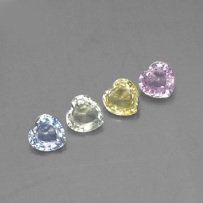 캐럿 천연 멀티컬러 사파이어 보석, 하트 모양, 4.6×4.4 mm, VVS-VS