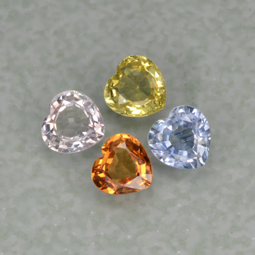 1.35캐럿 천연 멀티컬러 사파이어 보석, 하트 모양, 4.2×4.2 mm, VVS-VS