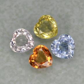 1.35캐럿 천연 멀티컬러 사파이어 보석, 하트 모양, 4.2×4.2 mm, VVS-VS