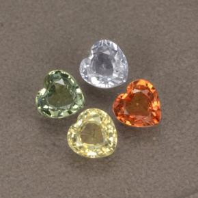 1.32캐럿 천연 멀티컬러 사파이어 보석, 하트 모양, 4.1×4.1 mm, VVS-VS